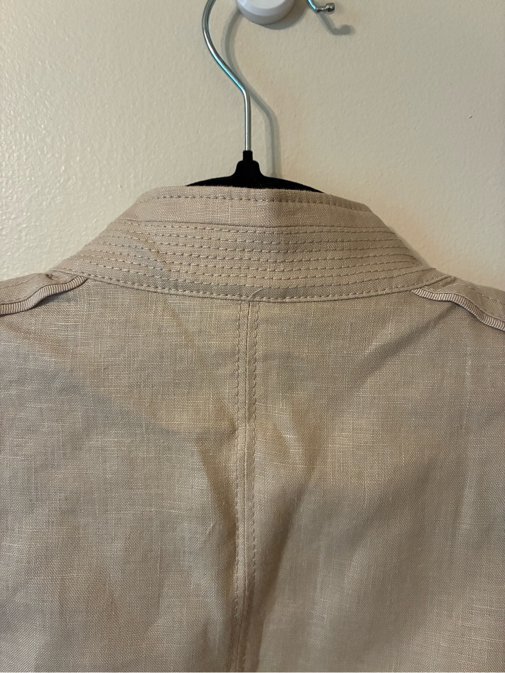 White House Black Market Linen Military Style Blazer Jacket 3/4 Sleeve Beige Tan - Picture 10 of 12